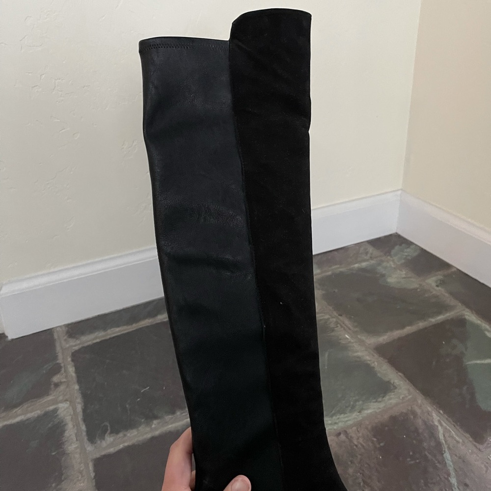 Never worn black suede knee-high boots. - Picture 4 of 8